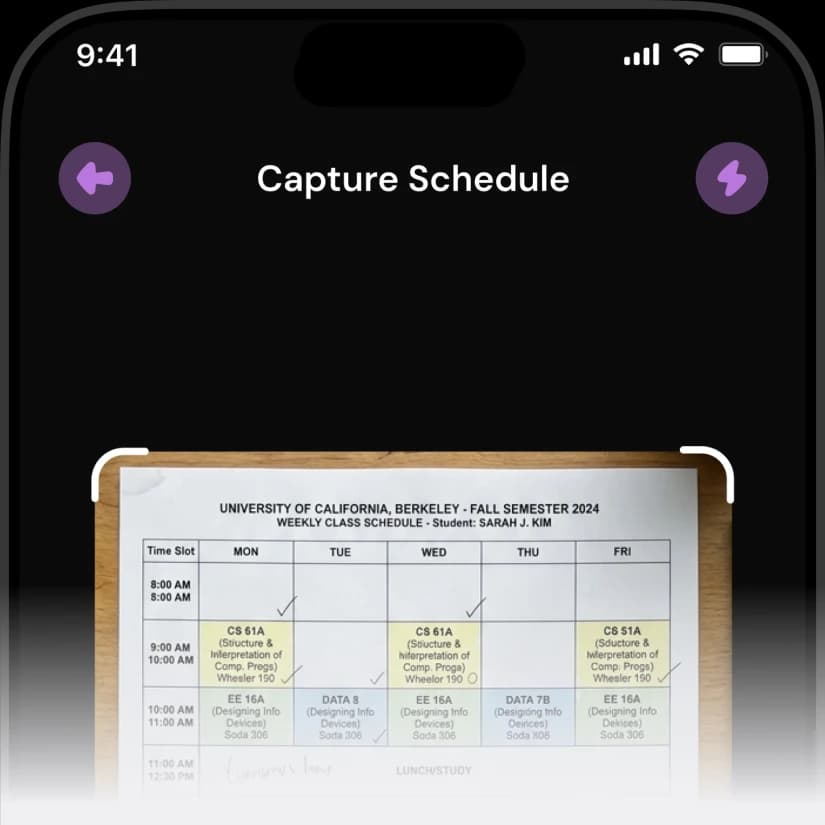 Snap a photo to build your semester.