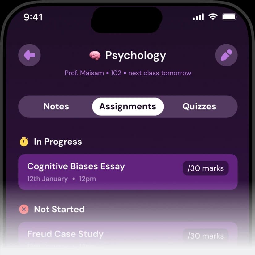 Grades, reminders, and notes in one tap.